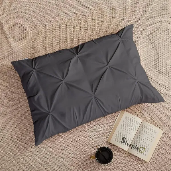 Pack_Of_4_Dark_Grey_Microfiber_Pinch_Pleated_Machine_Washable_Pillow_Cover