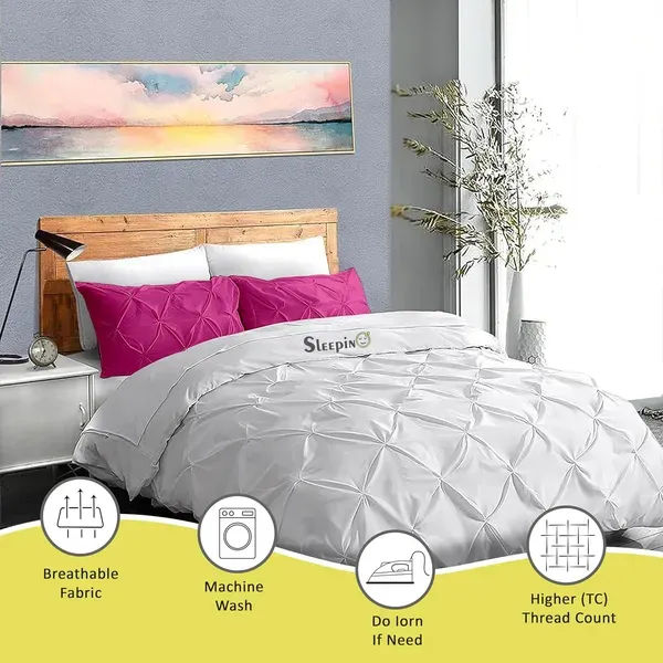 Pack_Of_4_Hot_Pink_400_Tc_Egyptian_Cotton_Rich_Pintuck_Pinch_Pleated_Pillow_Cover