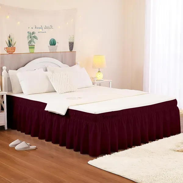 Wine_Wrinkle_Free_Brushed_Microfiber_Wrap_Around_Easy_Elastic_Fit_Bed_Skirt