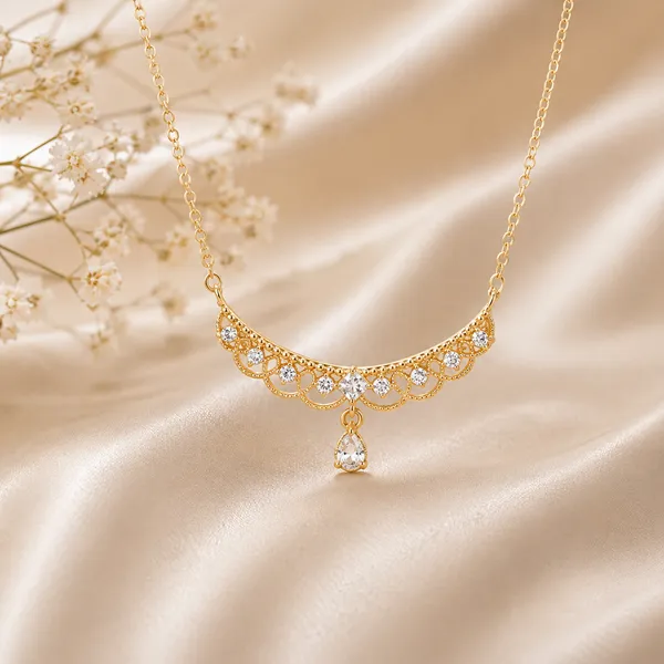 Gold_925_Sterling_Silver_Crystal_Studded_Scalloped_Pendant_Necklace_For_Women