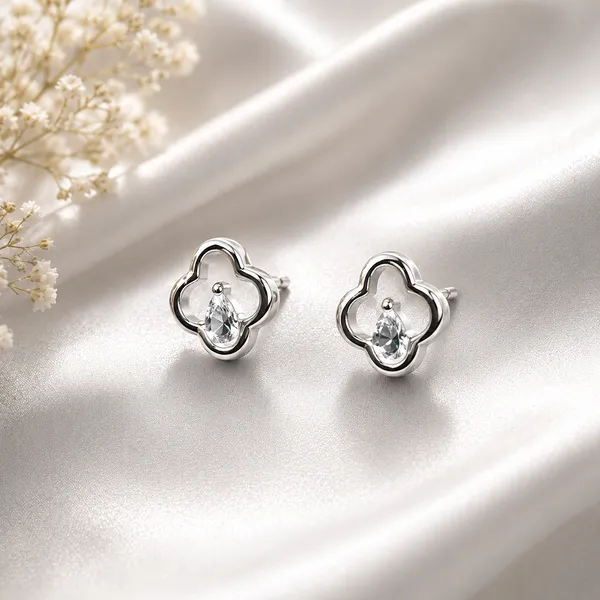 Silver_925_Sterling_Silver_Four-Leaf_Clover_Crystal_Stud_Earrings_For_Women