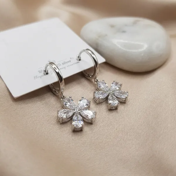 Silver_925_Sterling_Silver_Cubic_Zirconia_Flower_Dangle_Earrings_For_Women