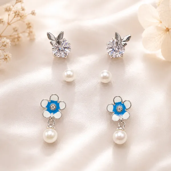 Silver_925_Sterling_Silver_Crystal_Floral_Stud_Earrings_Set_For_Women