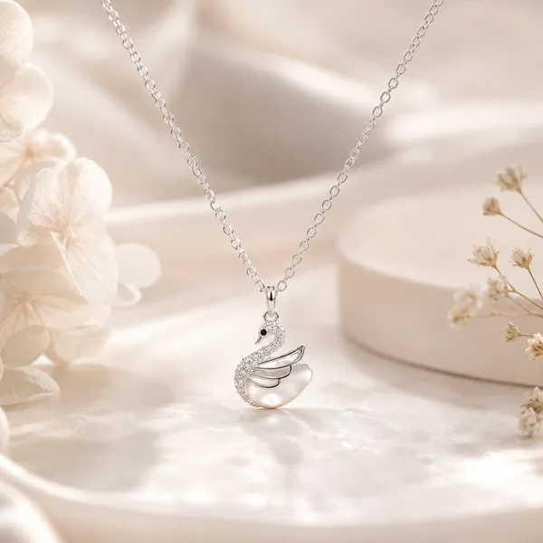 Silver_925_Sterling_Silver_Swan_Cubic_Zirconia_Pendant_Necklace_For_Women