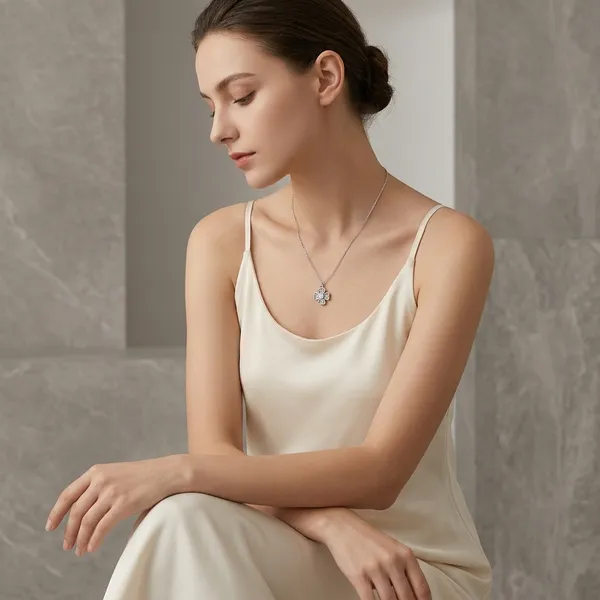 Silver_925_Sterling_Silver_Floral_Crystal_Centre_Pendant_Necklace_For_Women