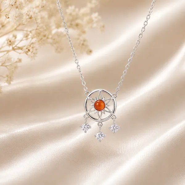 Silver_925_Sterling_Silver_Dreamcatcher_Red_Stone_Pendant_Necklace_For_Women