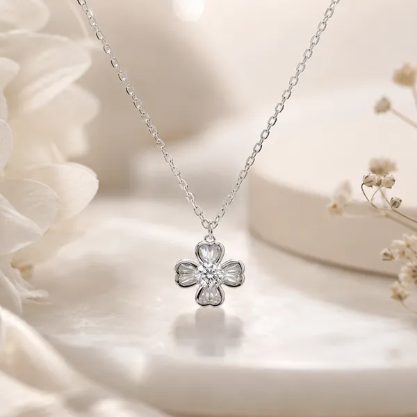 Silver_925_Sterling_Silver_Floral_Crystal_Centre_Pendant_Necklace_For_Women