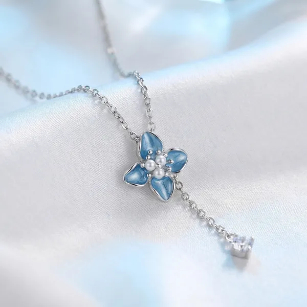 Silver_925_Sterling_Silver_Floral_Crystal_Drop_Pendant_Necklace_For_Women