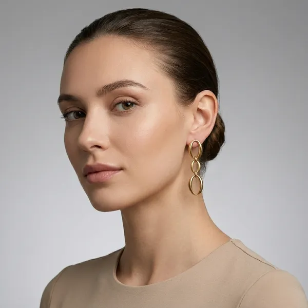 Golden_Anti_Tarnish_Triple_Oval_Drop_Earrings_For_Women