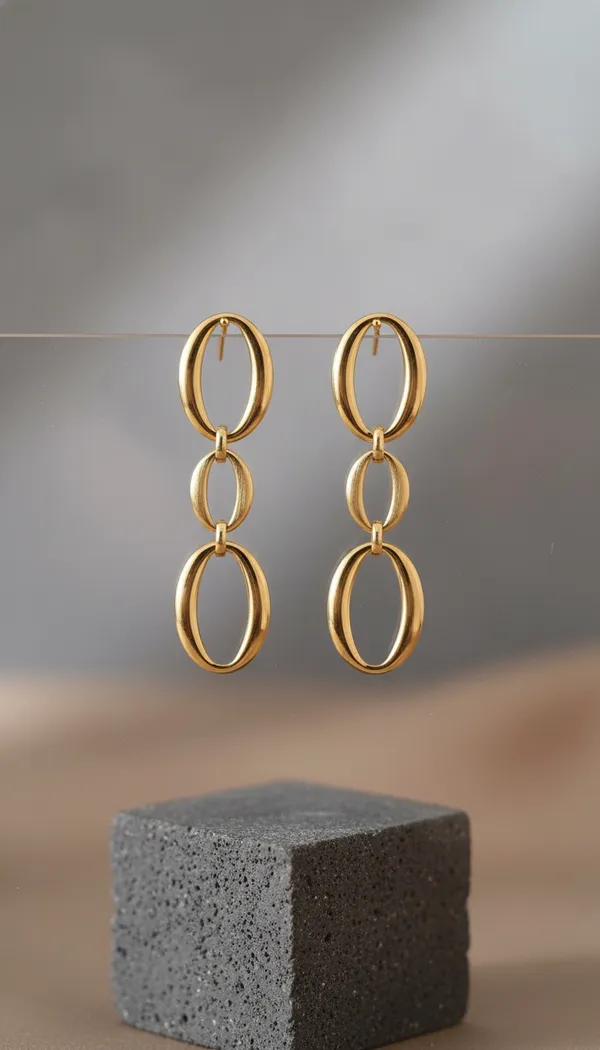 Golden_Anti_Tarnish_Triple_Oval_Drop_Earrings_For_Women