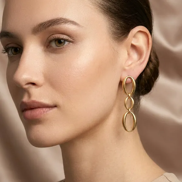 Golden_Anti_Tarnish_Triple_Oval_Drop_Earrings_For_Women