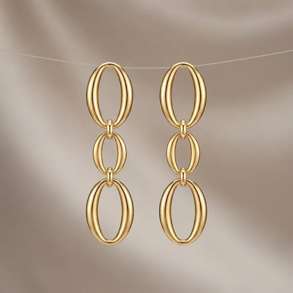 Golden_Anti_Tarnish_Triple_Oval_Drop_Earrings_For_Women