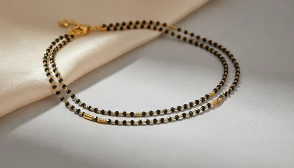 Black_Golden_Alloy_Two-Tone_Beaded_Chain_Anklet_For_Women