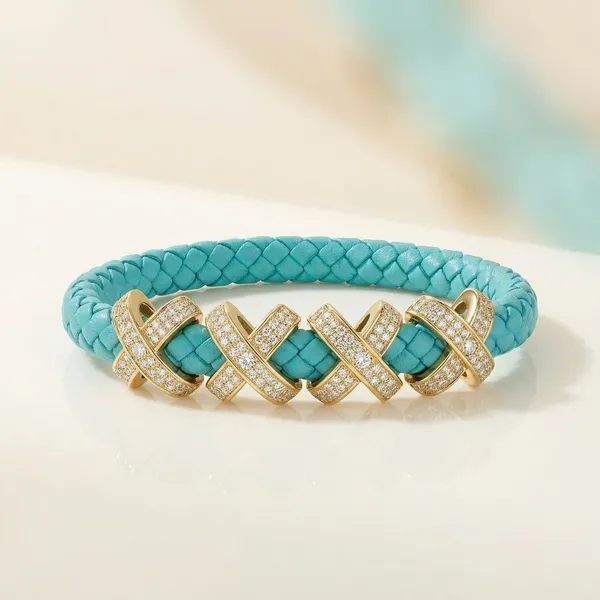 Sky_Blue_Golden_Anti_Tarnish_Crystal_X-Link_Braided_Bracelet_For_Women