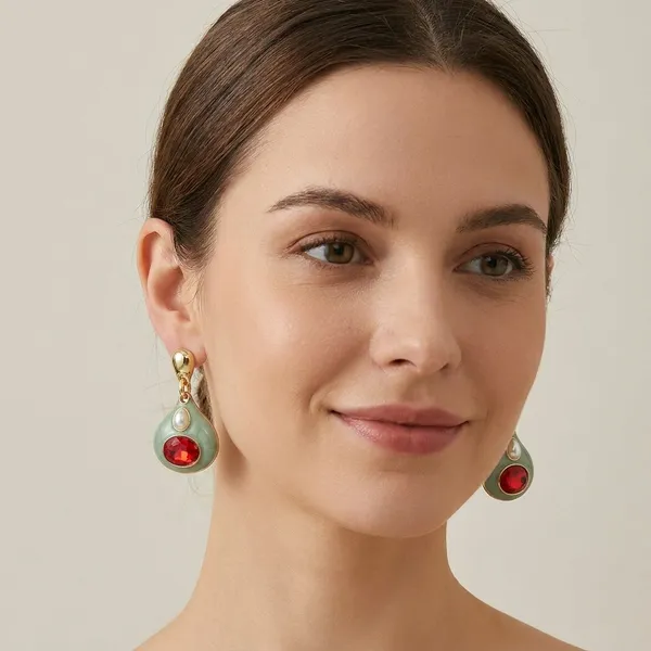 Jade_Green_Red_Stone_Pearl_Anti_Tarnish_Drop_Earrings_For_Women