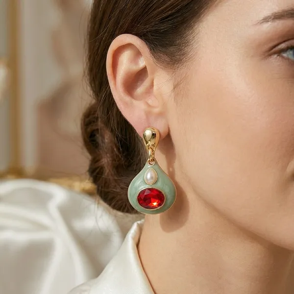 Jade_Green_Red_Stone_Pearl_Anti_Tarnish_Drop_Earrings_For_Women