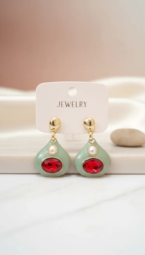 Jade_Green_Red_Stone_Pearl_Anti_Tarnish_Drop_Earrings_For_Women