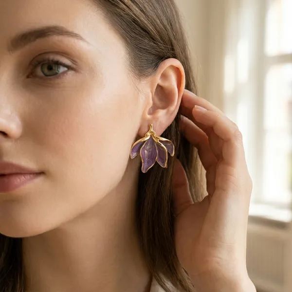 Purple_Enamel_Anti_Tarnish_Floral_Stud_Earrings_For_Women