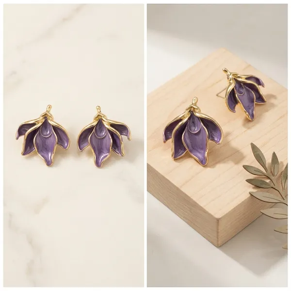 Purple_Enamel_Anti_Tarnish_Floral_Stud_Earrings_For_Women