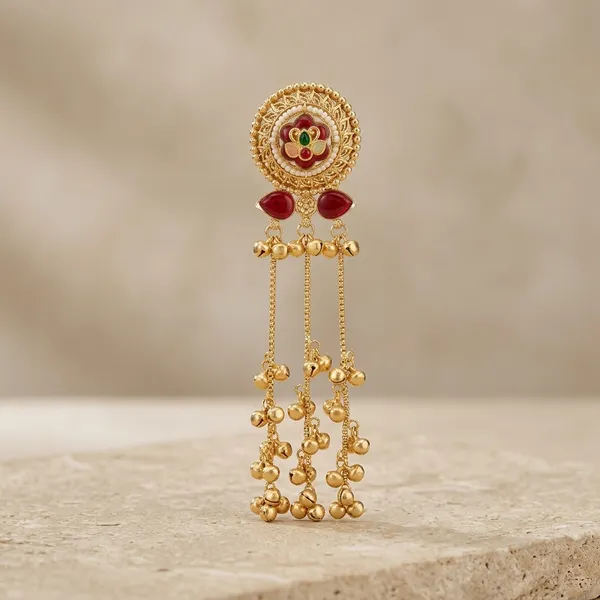 Golden_Alloy_Kundan_Red_Stone_Bell_Tassel_Earrings_For_Women
