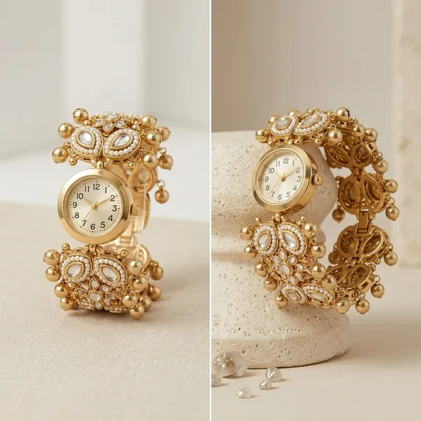 Golden_Alloy_Pearl_Crystal_Embellished_Bracelet_Watch_For_Women