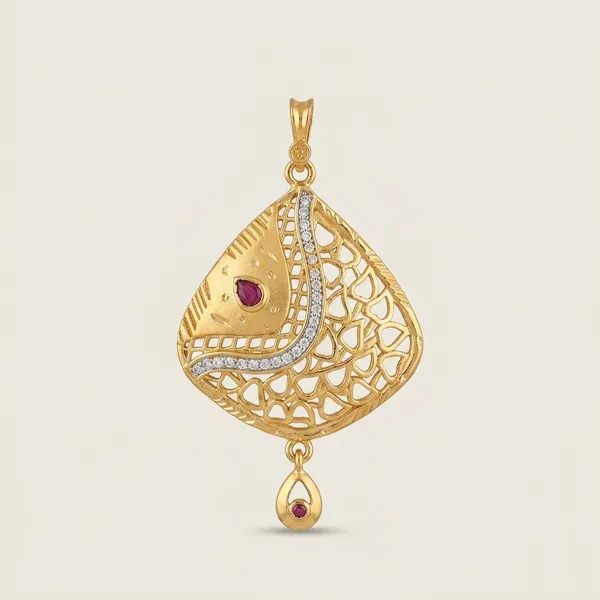 Golden_Micro_Gold-Plated_Filigree_Pendant_Necklace_Set_For_Women