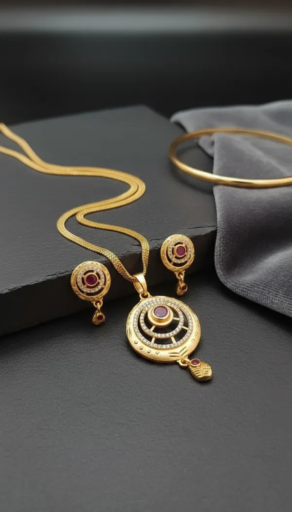 Golden_Micro_Gold-Plated_Ruby_Stone_Round_Pendant_Necklace_Set_For_Women