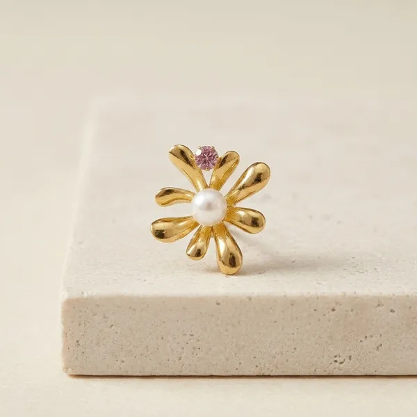 Golden_Anti_Tarnish_Flower_Pearl_Pink_Stone_Stud_Earrings_For_Women