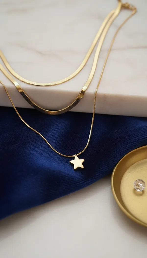 Golden_Anti_Tarnish_Layered_Star_Pendant_Necklace_Set_For_Women