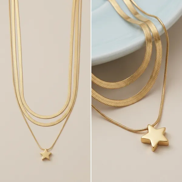Golden_Anti_Tarnish_Layered_Star_Pendant_Necklace_Set_For_Women
