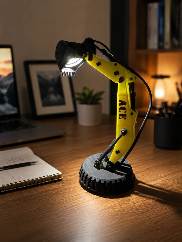 Yellow_Pla_Plastic_Industrial_Excavator_Led_Desk_Lamp