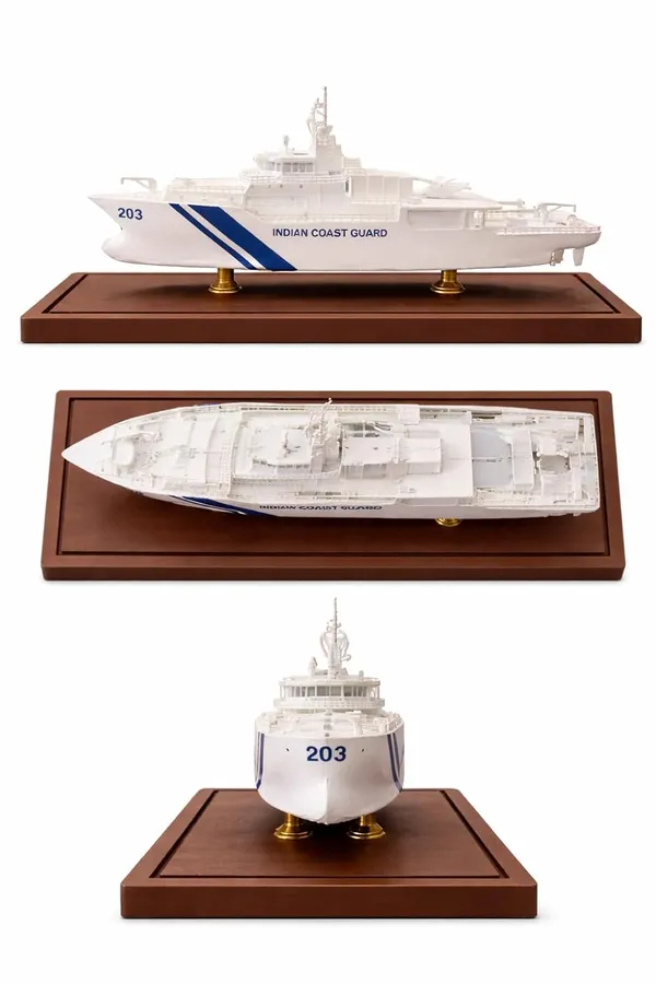 White_Pla_Plastic_Indian_Coast_Guard_Ship_Model_With_Acrylic_Case