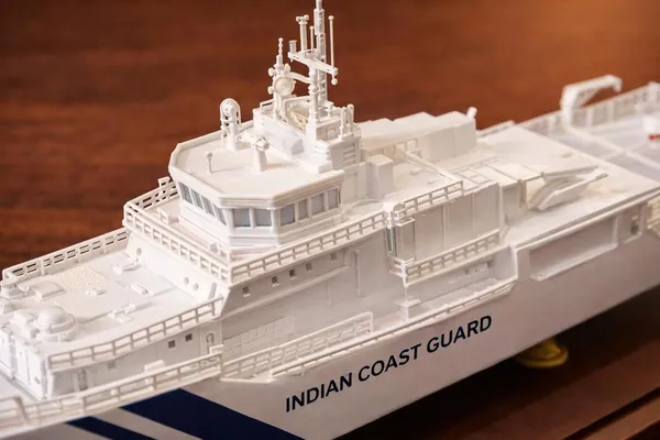 White_Pla_Plastic_Indian_Coast_Guard_Ship_Model_With_Acrylic_Case
