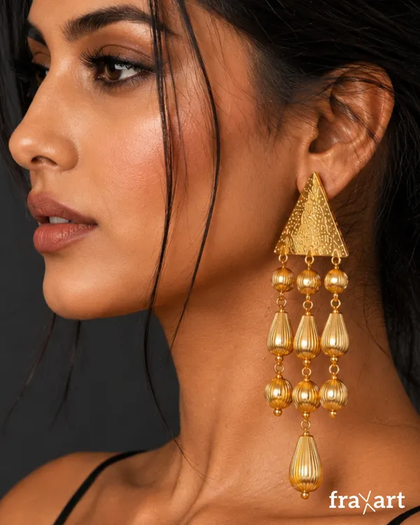 Brass_Triplet_Raindrop_Earrings