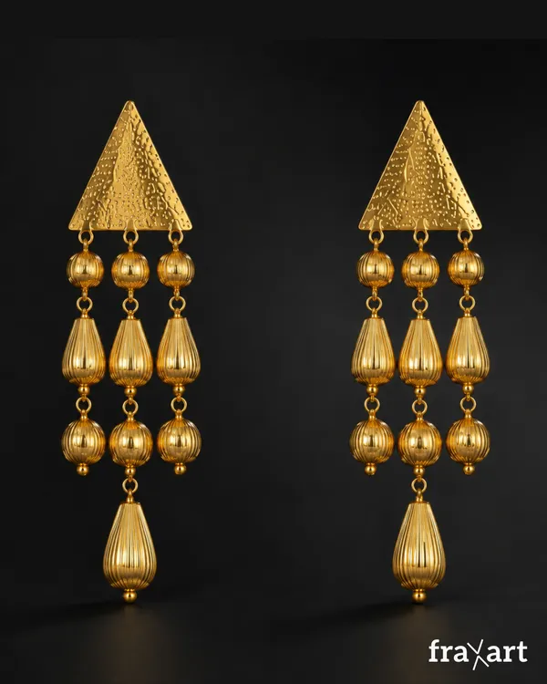 Brass_Triplet_Raindrop_Earrings