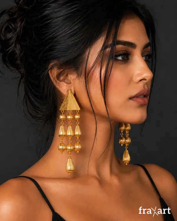 Brass_Triplet_Raindrop_Earrings