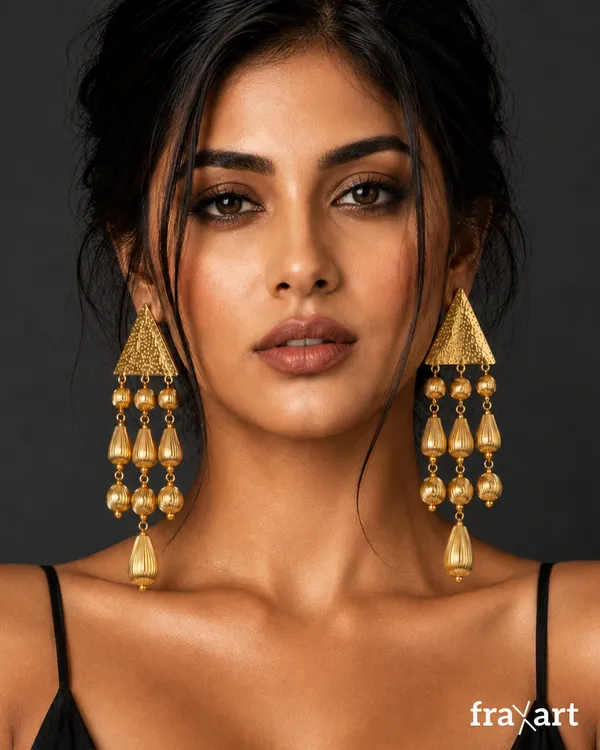 Brass_Triplet_Raindrop_Earrings