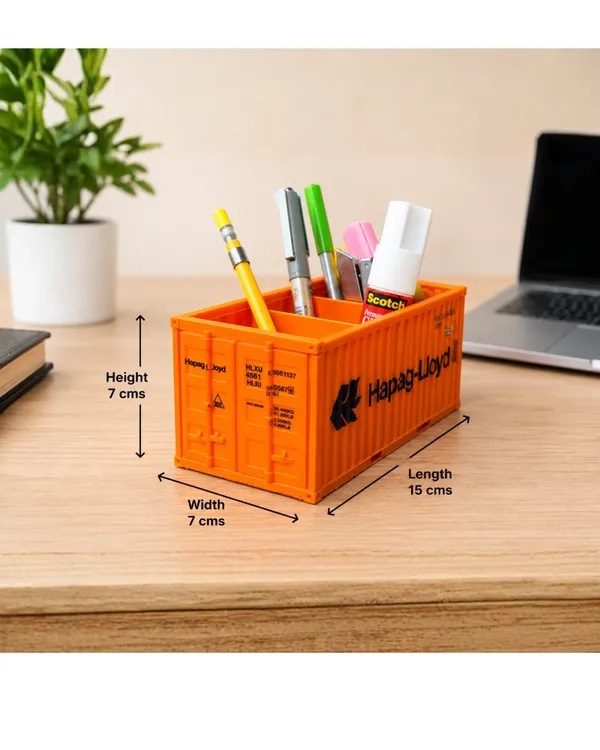 Orange_Pla_Plastic_Industrial_Cargo_Container_Desk_Organizer_Pen_Holder