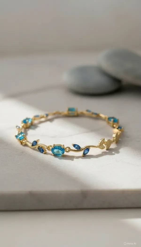 SEA_BLUE_TULIP_BRACELET_Gold_Plated_Anti_Tarnish_Stainless_Steel_Bracelet_For_Women