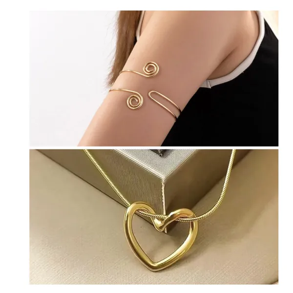 Gold_Plated_Anti_Tarnish_Stainless_Steel_Arm_Cuff_Bracelet_and_a_Heart_Shaped_Pendent_For_Women