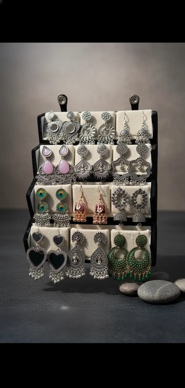 Multicolor_Oxidised_Silver_Earring_Collection_For_Women_(Pack_Of_12_)