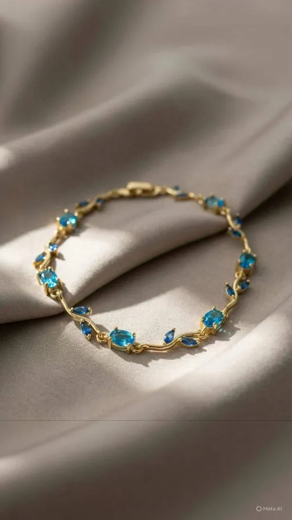 SEA_BLUE_TULIP_BRACELET_Gold_Plated_Anti_Tarnish_Stainless_Steel_Bracelet_For_Women