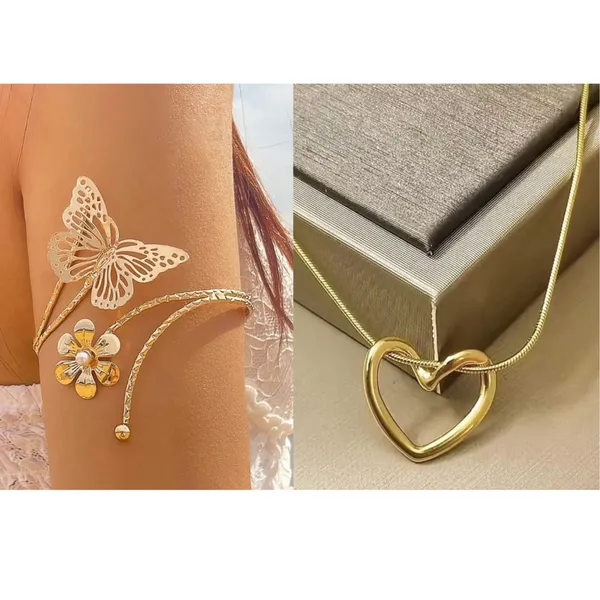 Gold_Plated_Anti_Tarnish_Stainless_Steel_Arm_Cuff_Bracelet_and_a_Heart_Shaped_Pendent_For_Women