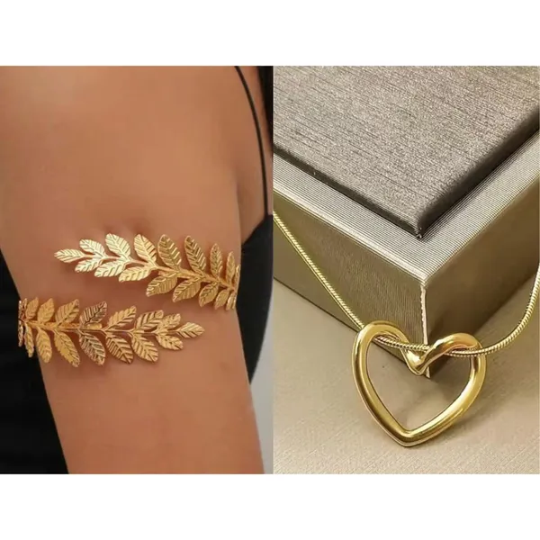 Gold_Plated_Anti_Tarnish_Stainless_Steel_Arm_Bracelet_and_a_Heart_Pendant_For_Women