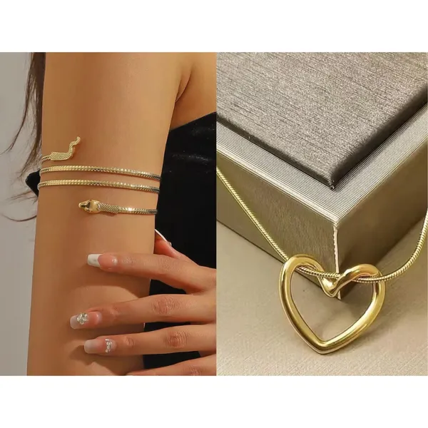 Gold_Plated_Anti_Tarnish_Stainless_Steel_Arm_Bracelet__and_a_Heart_Shaped_Pendent_For_Women