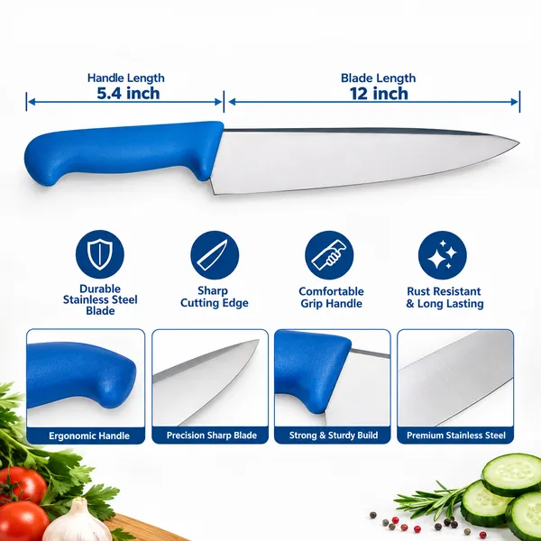OMKARIXA_12_Inch_Professional_Chef_Knife_|_Stainless_Steel_Kitchen_Knife_|_Ultra_Sharp_Blade_|_Corrosion_Resistant_|_Pointed_Handle_|_Japanese_Grade_|_Home_&_Commercial_Kitchen,_Blue