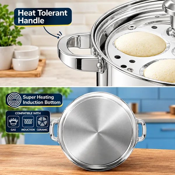 OMKARIXA_Stainless_Steel_Idli_Cooker_4.5_Litre_with_Glass_Lid,_4_Plates,_16_Idli_Capacity,_Induction_&_Gas_Compatible