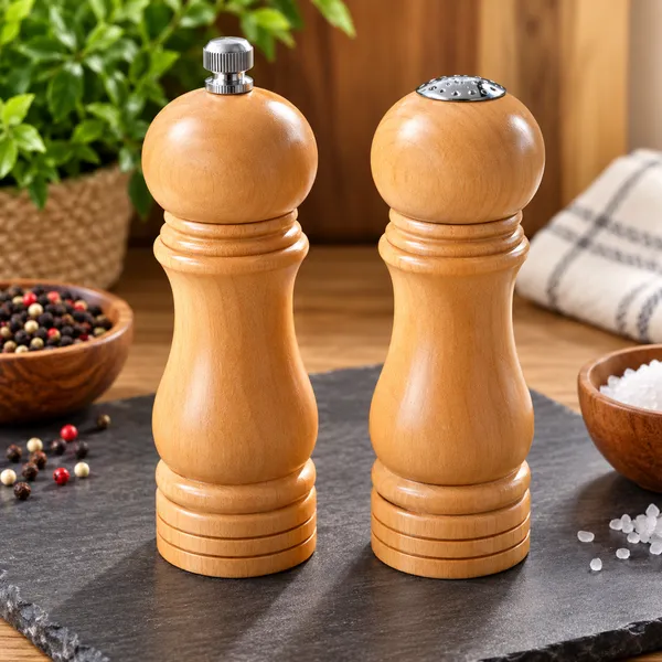OMKARIXA_Wooden_Salt_&_Pepper_Shaker_Set_of_2_|_Elegant_Brown_Cruet_Set_with_Adjustable_Ceramic_Grinder_|_Manual_Salt_Pepper_Mill_for_Dining_Table,_Kitchen_&_Restaurant_Use