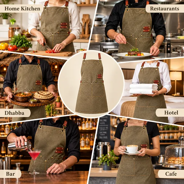 OMKARIXA_Unisex_Kitchen_Chef_Apron_for_Men_&_Women,_Cooking_Apron_for_Home,_Hotel,_Café,_Restaurant_&_Catering