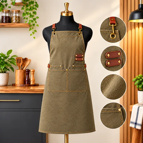 OMKARIXA_Unisex_Kitchen_Chef_Apron_for_Men_&_Women,_Cooking_Apron_for_Home,_Hotel,_Café,_Restaurant_&_Catering